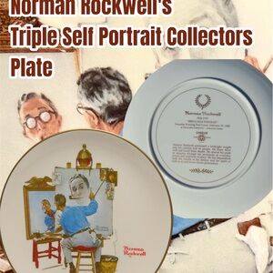 VINTAGE Norman Rockwell 1979-LIMITED EDITION plate: "TRIPLE SELF PORTRAIT"